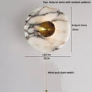 Helnys Round Bulgari Stone Shade Pull Chain Switch LED Wall Lamp for Luxury Living Room