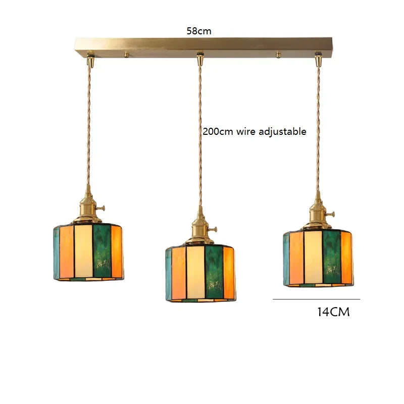 Helnys Vintage LED Pendant Lamp with Copper Socket & Glass Lampshade