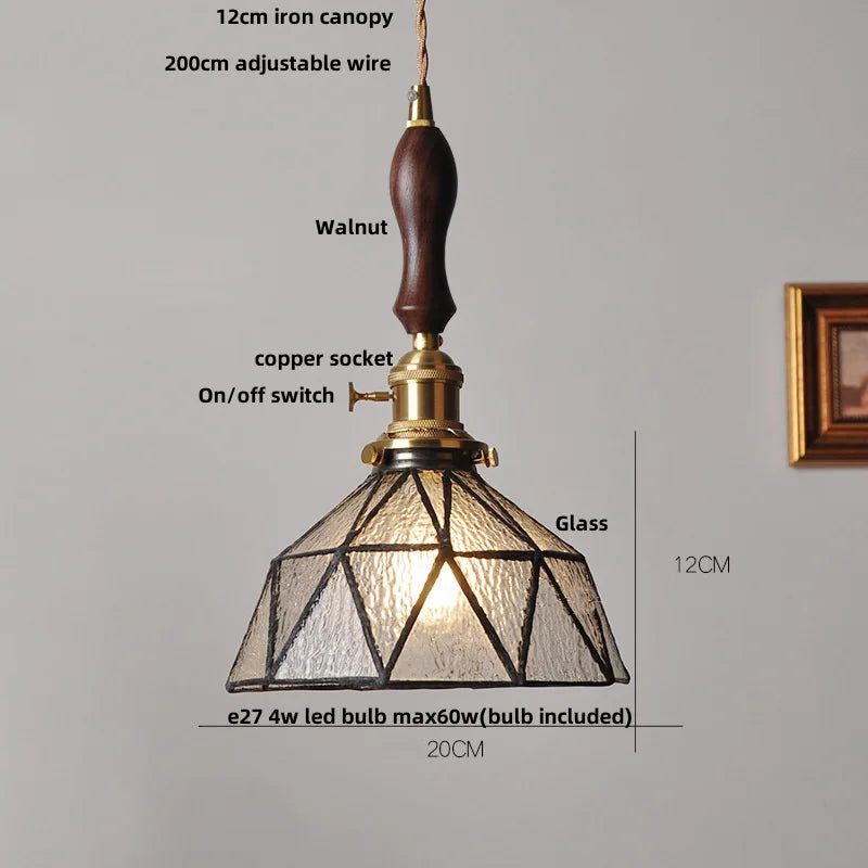 Helnys Blue Glass LED Pendant Light - Nordic Modern Adjustable Hanging Lamp