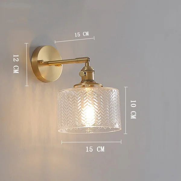 Helnys Clear Glass LED Wall Lights Copper Pull Chain Switch Modern Wandlamp
