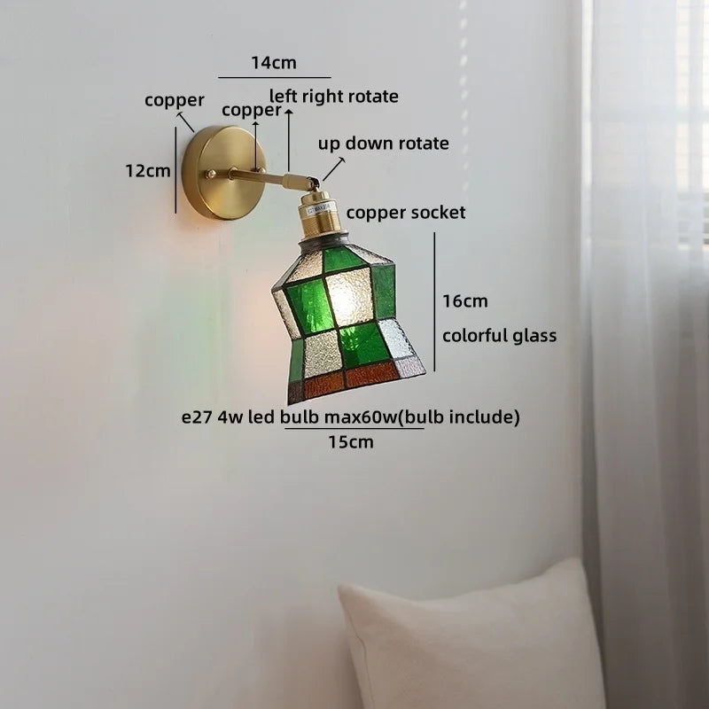 Helnys LED Glass Wall Lamps for Kids Bedroom, Nordic Design Mirror Light