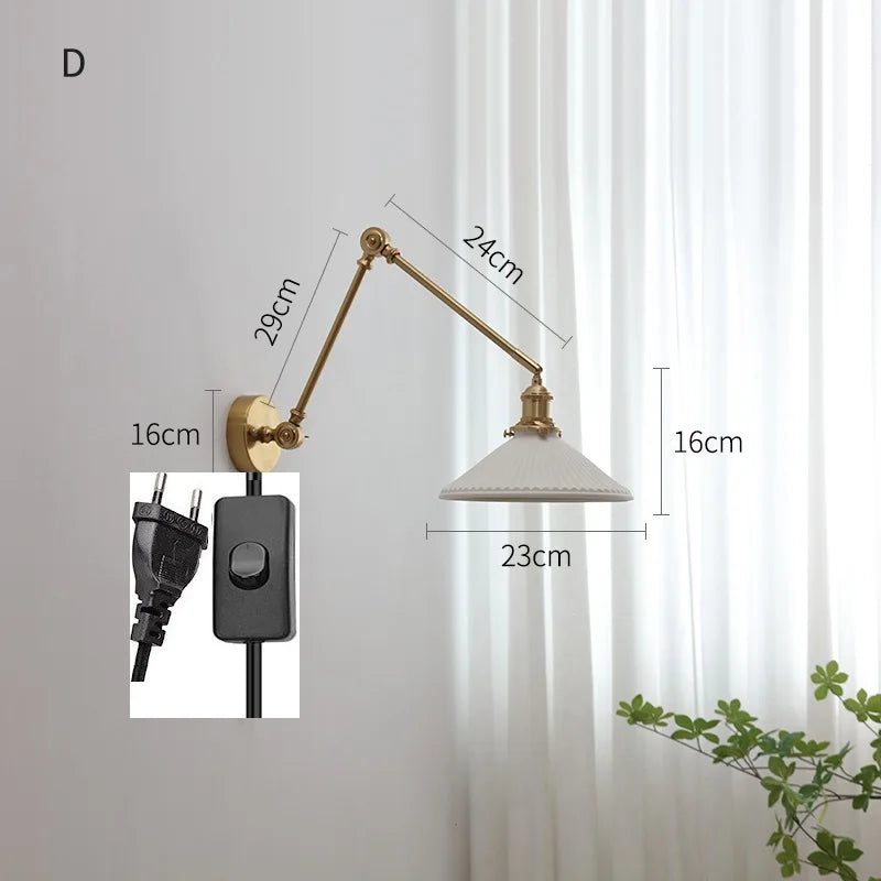 Helnys Ceramic LED Wall Sconce Pull Chain Switch Up Down Light
