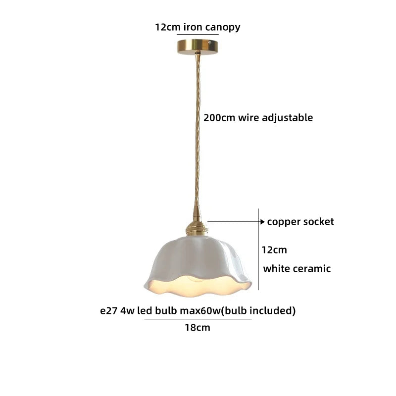 Helnys Pumpkin Shell LED Glass Pendant Light - Iron Canopy, Bedroom Dining Living Room Decor