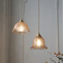 Helnys Amber Glass LED Pendant Lamp Nordic Modern Walnut Wood Copper Hanging Light