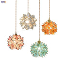 Helnys Flower Glass Pendant Lamp with Adjustable Wire, LED Dining Room Light