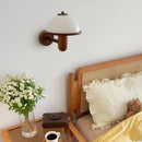 Helnys Wooden LED Wall Lamp Switch White Acrylic Shade Living Room Bathroom Mirror Light