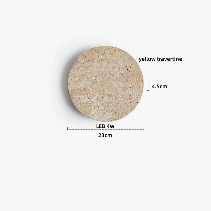 Helnys Wabi Sabi LED Wall Sconce Yellow Travertine Stone Bedside Lamp