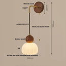 Helnys Wood Adjustable LED Wall Lamp Sconce Pull Chain Switch, Art Ambient Light