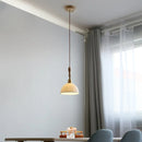 Helnys Round Wood White Ceramic LED Pendant Lamp for Home Decor