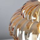 Helnys Walnut Wood LED Pendant Lamp with Amber Glass Kitchen Light