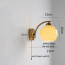 Helnys Nordic Milky Glass Ball LED Wall Sconce - Modern Iron Bedroom Living Room Mirror Light