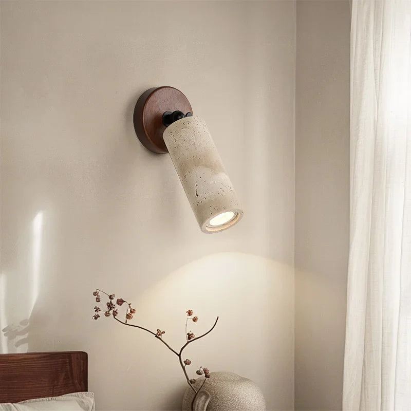 Helnys Yellow Travertine LED Wall Lamp Rotate Stair Light Fixture Lampara