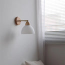 Helnys Copper Rotate Wall Lights with LED, Glass, Wood, Pull Chain Switch