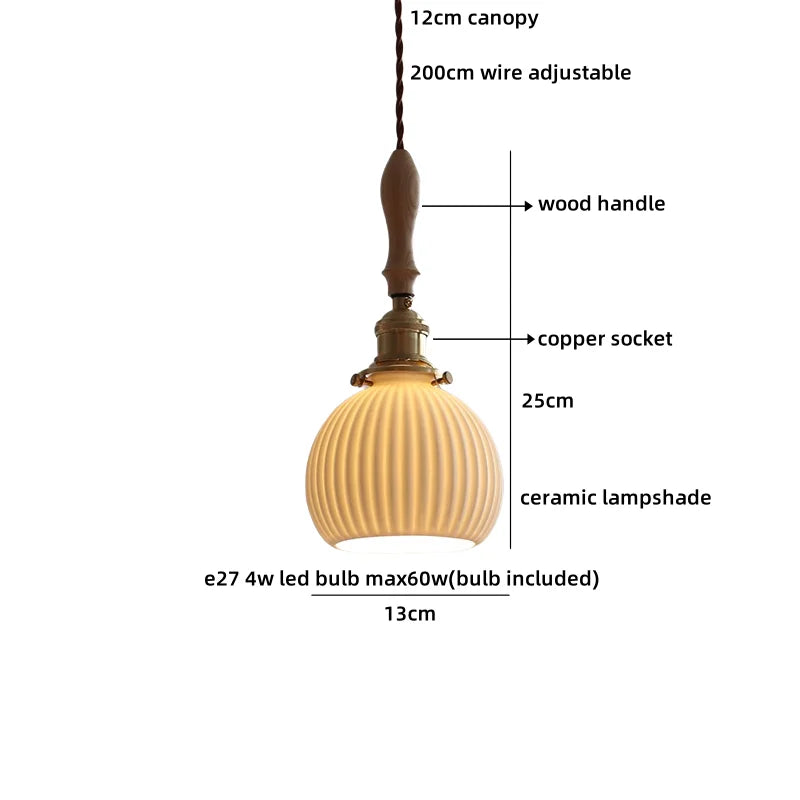 Helnys Ceramic Shade Copper LED Pendant Light - Modern Nordic Hanging Lamp