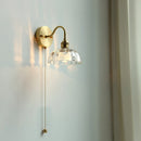 Helnys Clear Glass Pull Chain LED Wall Sconce, Nordic Modern Stair Light