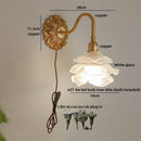 Helnys Flower Design LED Wall Light Glass Antique Gold Modern Bedside Lamp