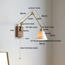 Helnys LED Rotatable Wall Lamp Fixture with Wood Design & Pull Chain Switch