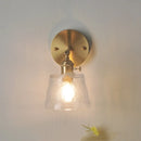 Helnys Clear Glass Wall Lights with Pull Chain Switch and Brass Finish