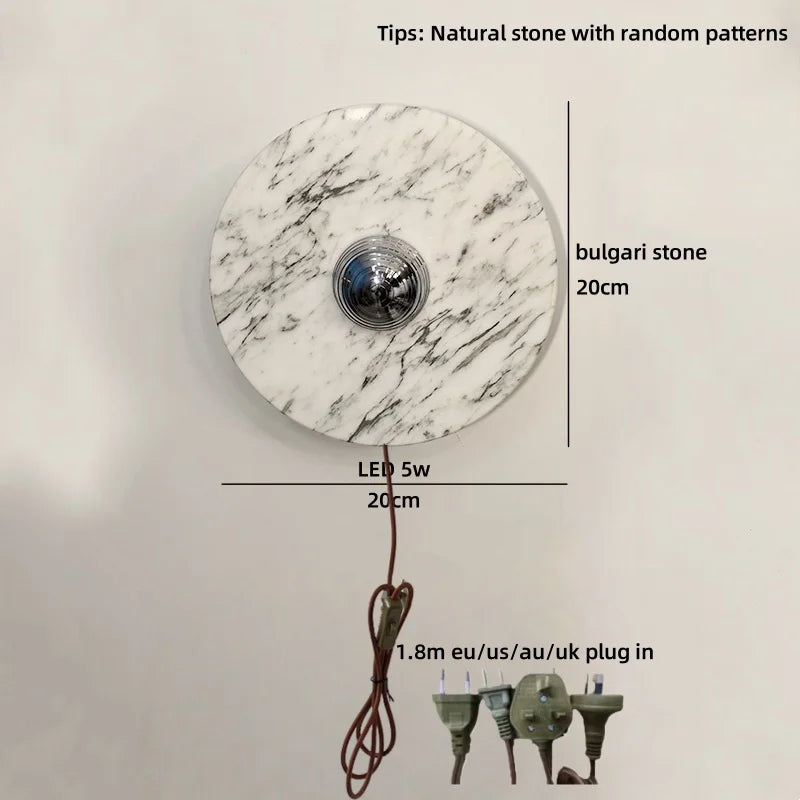 Helnys Square Bulgari Stone Wall Light for Living Room and Bedroom