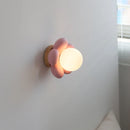 Helnys Flower Shape LED Wall Sconce Lamp for Kids Room White Resin Glass Ball