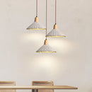 Helnys Wood Canopy LED Pendant Lamp Cement Lampshade Nordic Modern Hanging Lights