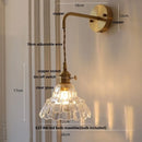 Helnys Nordic Modern Pull Chain Copper Flower Glass LED Wall Lights - Bedroom Balcony Wandlamp