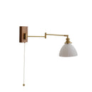 Helnys Walnut Canopy Copper LED Wall Lamp with Rotate Ceramic Lampshade