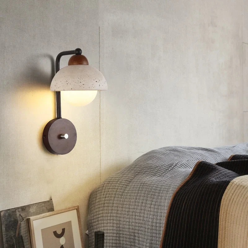 Helnys Dimmer Switch LED Wall Sconce Yellow Travertine Light Fixtures