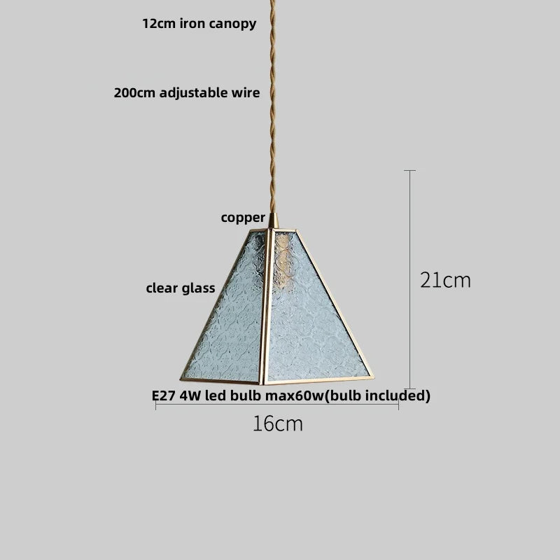 Helnys Blue Glass LED Pendant Light - Nordic Modern Adjustable Hanging Lamp