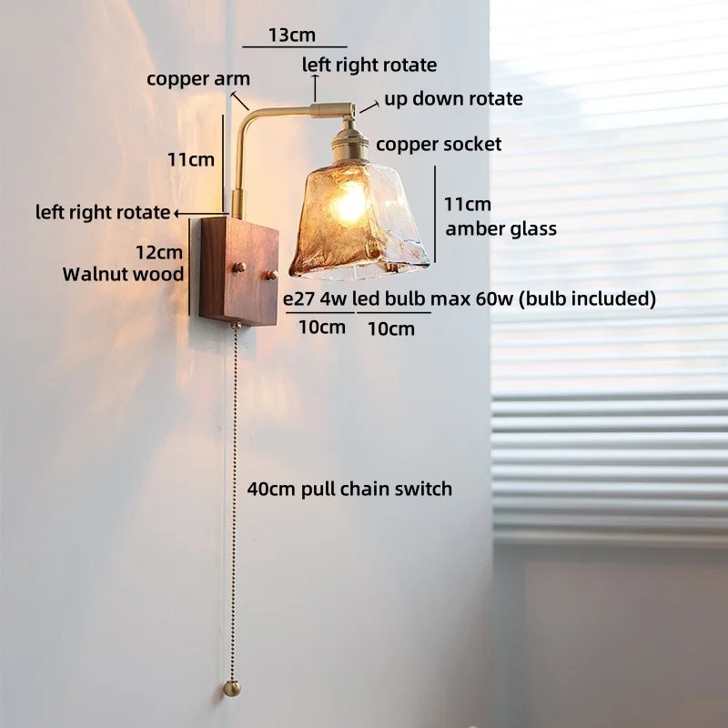 Helnys Nordic LED Flower Design Wall Light Glass Brass Living Room Bedside Lamp