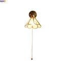 Helnys Wabi Sabi LED Wall Lamp Pull Chain Switch Clear Glass Modern Nordic Bathroom Light