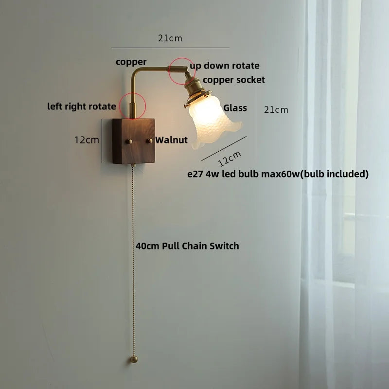 Helnys Pink Glass LED Swing Arm Wall Sconce
