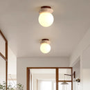 Helnys Round White Glass LED Ceiling Light - Modern Nordic Yellow Stone Lamp