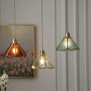 Helnys Vintage Copper Pendant Lamp Flower Glass Lights