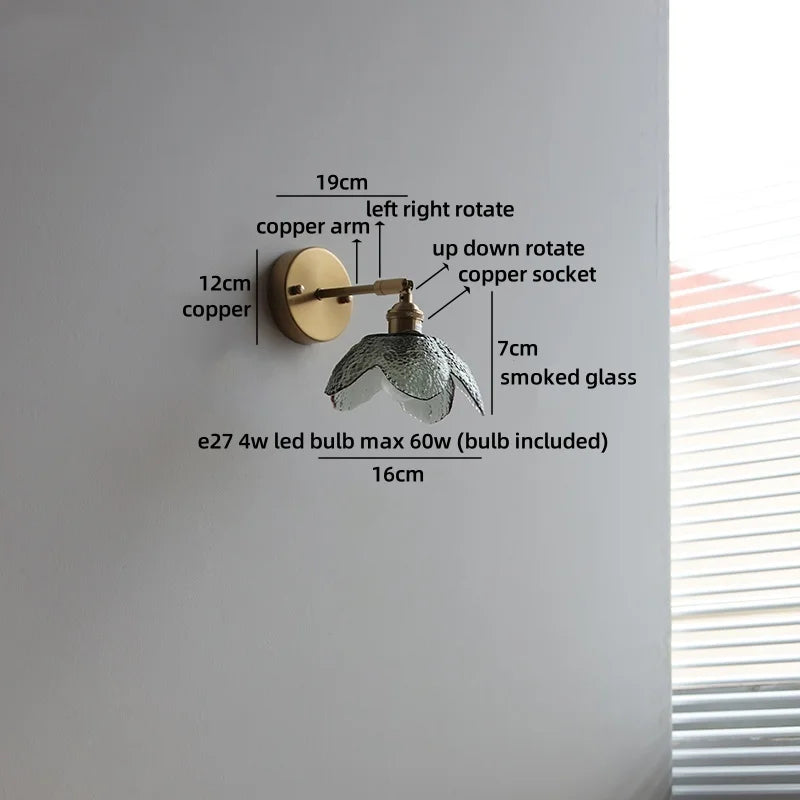 Helnys Clear Glass LED Wall Lamp with Pull Chain for Modern Bathroom Mirror Lighting