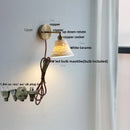 Helnys Nordic LED Wall Light with Pull Chain Switch, White Ceramic Rotation for Home