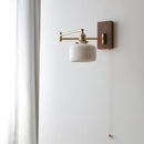 Helnys Wood Canopy Wall Sconce LED Lamp with Pull Chain Switch