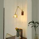 Helnys LED Rotatable Wall Lamp Fixture with Wood Design & Pull Chain Switch