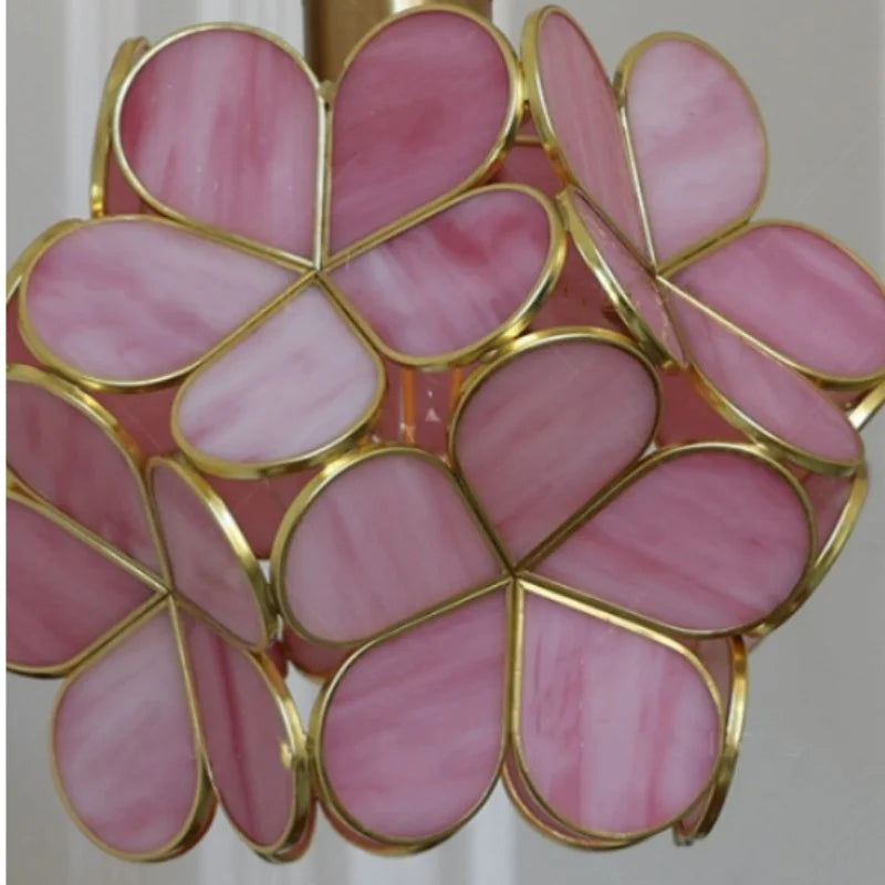 Helnys Pink Glass LED Wall Light Fixture for Home Decor and Bedside Lamp