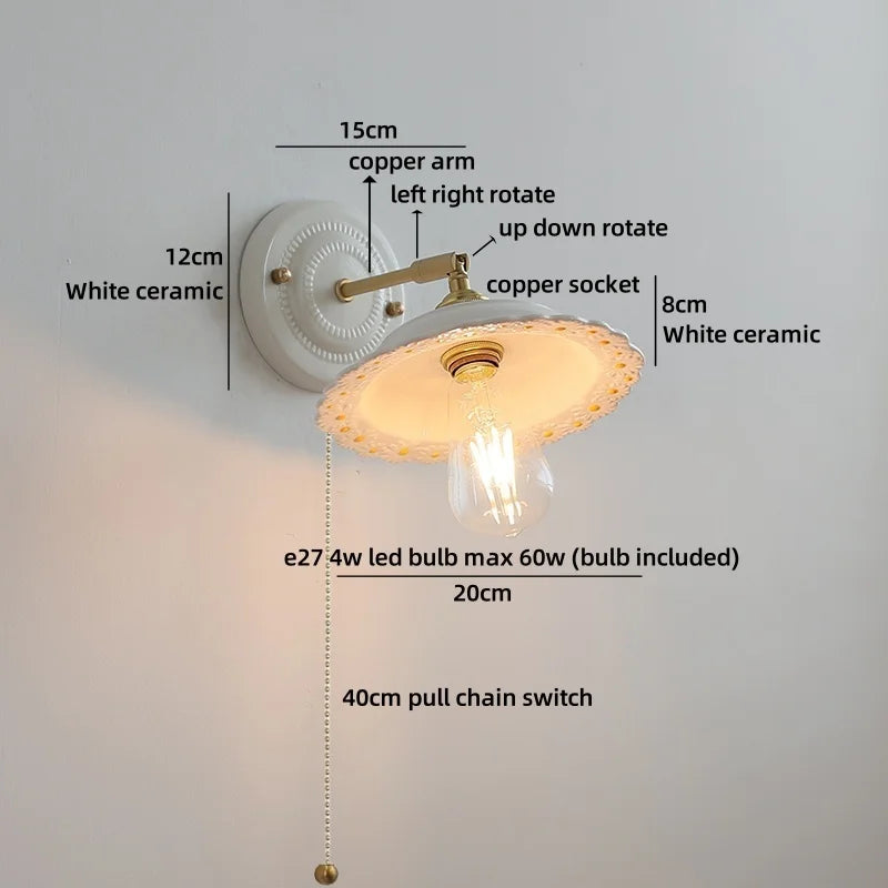 Helnys Ceramic Glass LED Wall Light Mirror for Bathroom and Bedroom