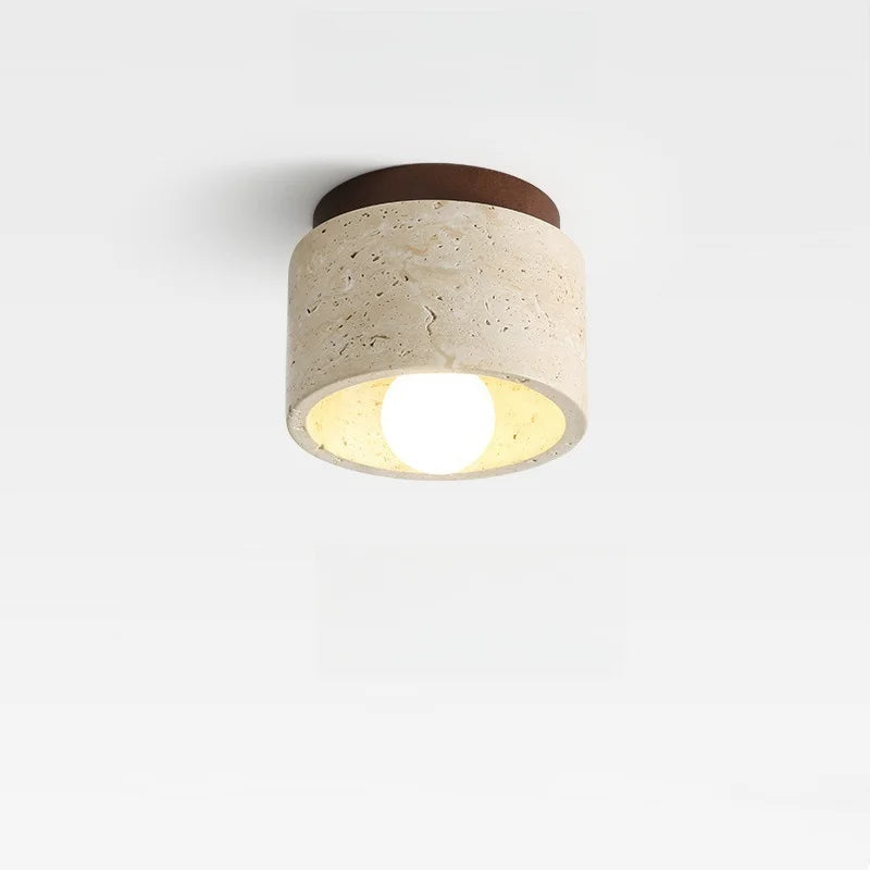 Helnys Stone LED Ceiling Lamp Yellow Travertine Indoor Decor Light Fixtures