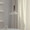 Helnys Vintage Glass Shade Pendant Light - Walnut Handle Design