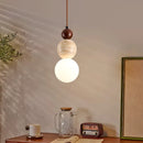 Helnys Nordic Modern Wood Stone Glass Pendant Lamp for Bedroom Living Room