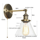 Helnys Clear Glass Iron LED Wall Lamps Stair Light Fixtures Rustic Industrial Vintage