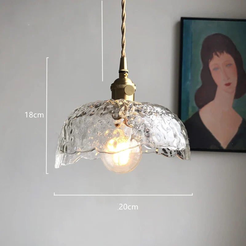 Helnys Nordic Green Glass LED Pendant Light - Modern Indoor Copper Switch Lamp