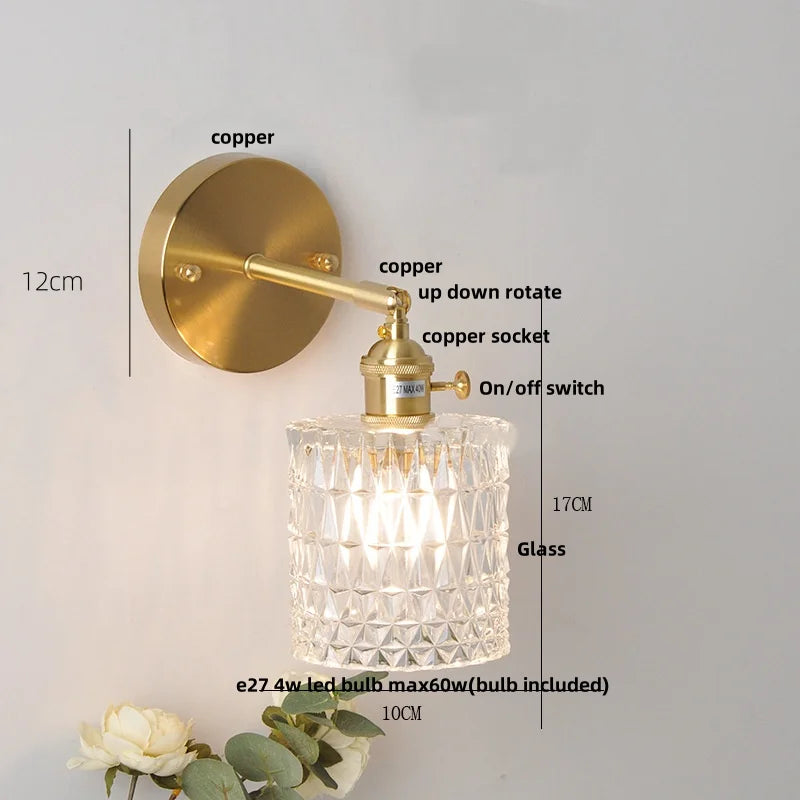 Helnys Walnut Wood LED Wall Sconce Modern Copper Pull Chain Switch Stair Light Fixtures