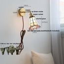 Helnys Colorful Glass LED Wall Light Sconce Tiffany Style Bedside Lamp