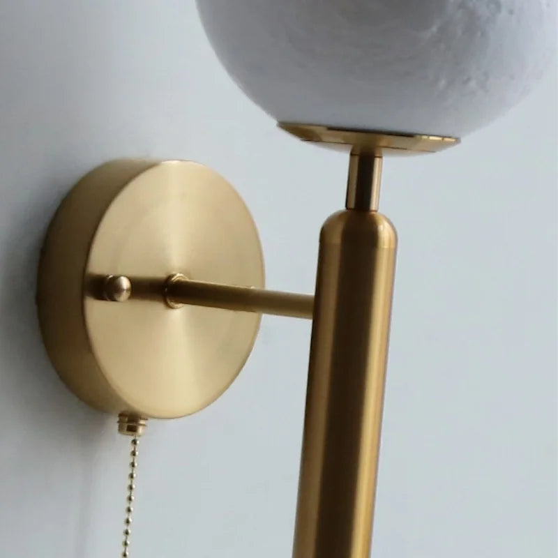 Helnys Copper Base LED Wall Lamp with Pull Chain Switch