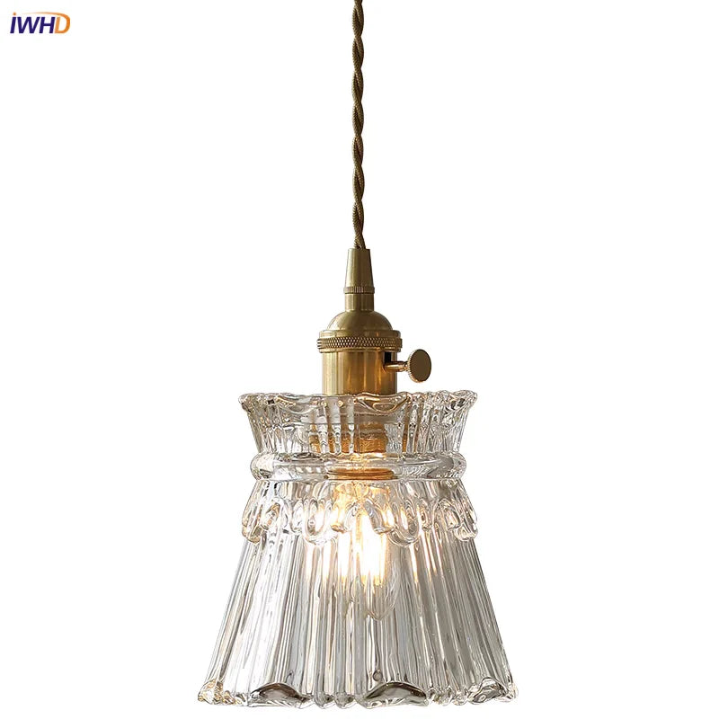 Helnys Clear Glass Pendant Lights Adjustable Copper Nordic Vanity Mirror Fixtures