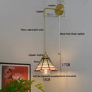 Helnys Vintage Glass Brass LED Wall Sconce Switched Vanity Light